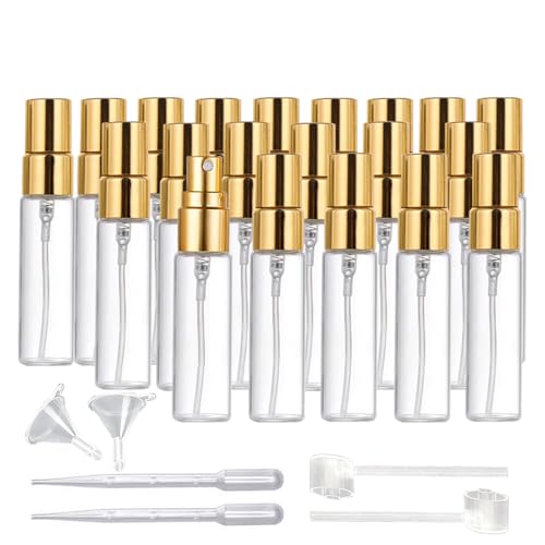 5ml Clear Glass Mini Spray Bottles - 20 Pack Refillable Perfume & Liquid Atomizers