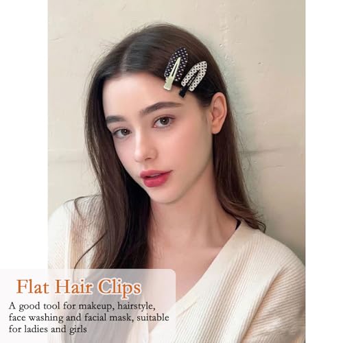 BAISEN Polkadots Creaseless Hair Clips Set - No Damage Flat Clamps for Styling & Face Care, 6 Pack - Black & White