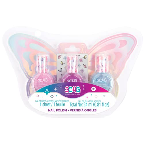 3C4G Butterfly Nail Polish Trio - 0.2 Fl Oz Kids Nail Polish Set