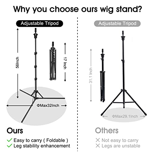 Adjustable Foldable Wig Stand Tripod for Hairdressing Training