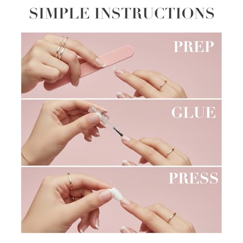 SXC Press On Nails Royal Rose - Short Almond Fake Nails 16 Sizes 160 pcs