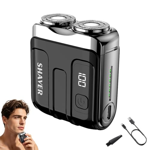 Mini Electric Shaver for Men - Waterproof Rotary Razor with LED Display