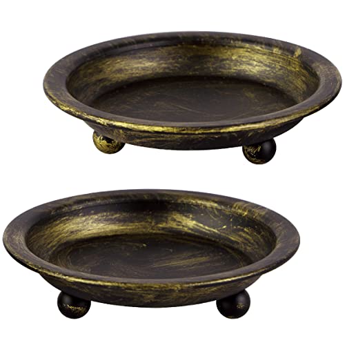 Set of 2 Retro Iron Candle Holders for Pillar Candles
