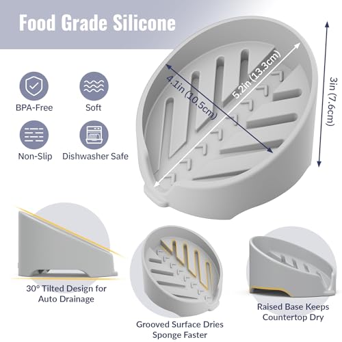 NiHome Silicone Sponge Holder - Self-Draining Kitchen Sink Caddy