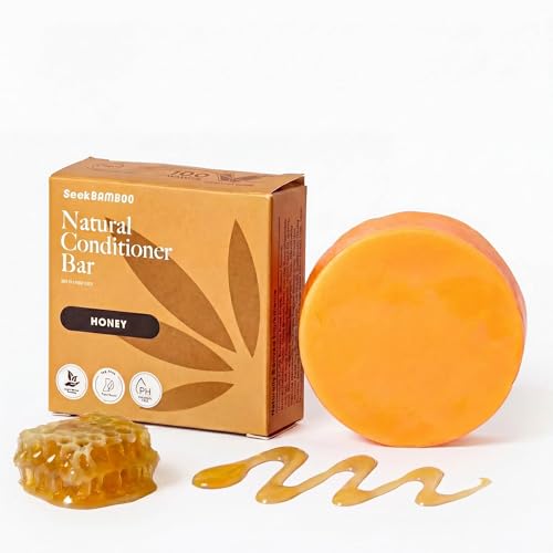 Seek Bamboo Honey Conditioner Bar - Sulfate-Free, All Hair Types, Moisturizing & Shine-Enhancing, 75-90 Washes
