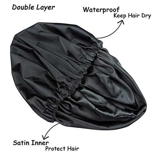Heerf Jumbo Waterproof Shower Cap for Long Hair, Braids, and Locs