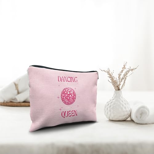 Dancing Queen Hot Pink Makeup Bag - Linen Cosmetic Organizer