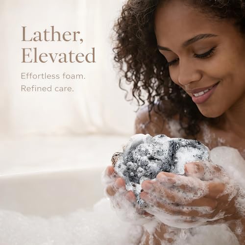 HAITOO African Net Sponge Exfoliating Body Scrubber - 4 Pack (Black, Olive Green, Pink, Champagne Gold)