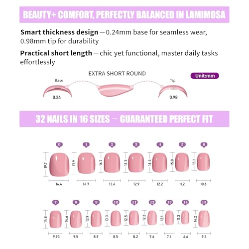 LAMIMOSA Extra Short Round Press-on Nails - Black Soft Gel Nail Kit