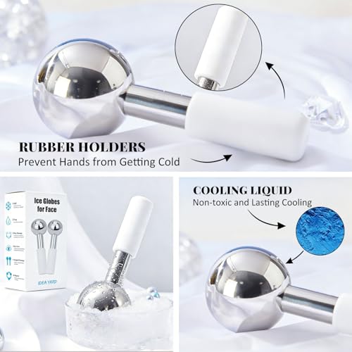 Under Eye Ice Globes - Stainless Steel Facial Massager for Puffiness & Soothing
