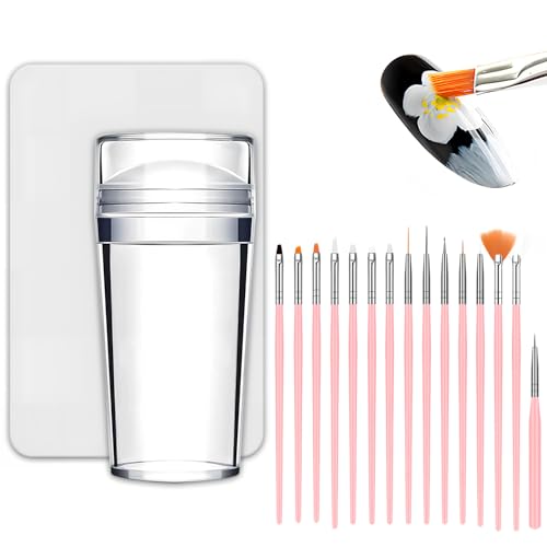 Nail Art Stamper Kit with 15 Brushes for French Tips - 17 PCS