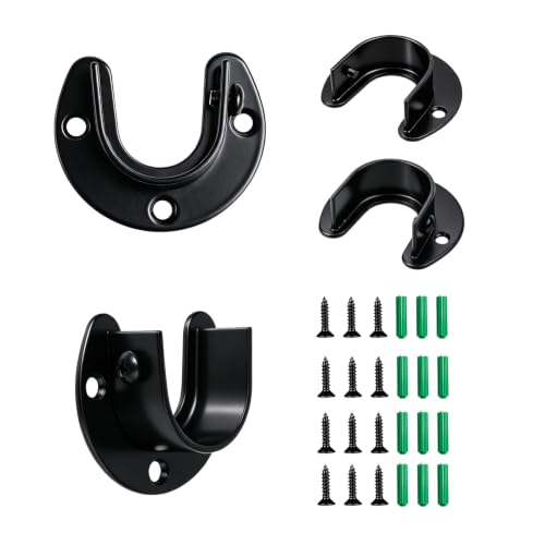Stainless Steel Closet Rod Holders - Adjustable Bracket Set, 4 Pack