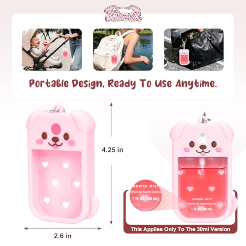 Kivzex Pink Dog Silicone Hand Sanitizer Case with Keychain for Touchland 1oz - Travel Cover Sleeve