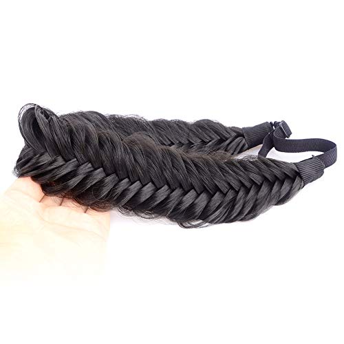 DIGUAN Wide Fishtail Braided Headband, Synthetic Chunky Plaited Hairpiece