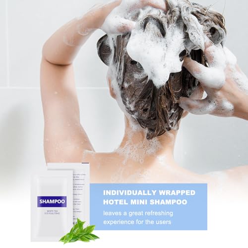 100 Pack Travel Size Shampoo Sachets - 10ml Single Use White Tea Scent