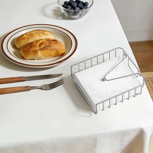 Weighted Metal Napkin Holder with Silicone Pads - Silver