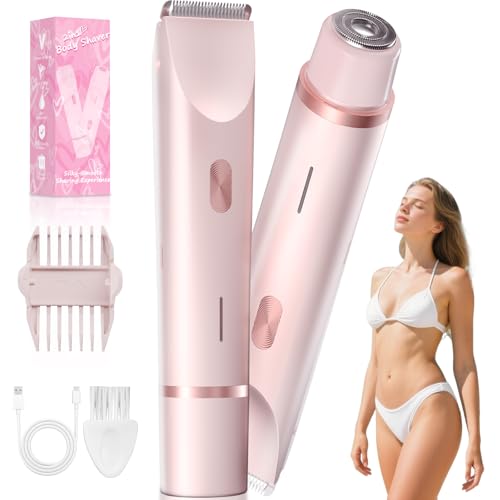 Bikini Trimmer Electric Razors for Women, Personal Shaver for Pubic Hair, Bikini Line, Legs, Underarms & Face, USB-C Rechargeable, Gentle on Sensitive Skin, Rinsable, Gift, Petal Pink
