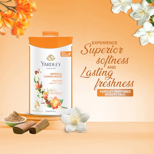Yardley Sandalwood Perfumed Talc 250g - Soft, Spicy Fragrance for Sensitive Skin