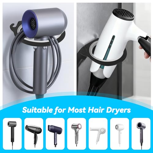 Wall-Mounted Hair Dryer Holder - Aluminum Hair Dryer Rack