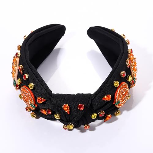 JERTOCLE Triple Pumpkin Beaded Headband for Women Fall Thanksgiving Accessories