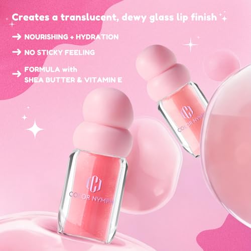 Color Nymph Frosted Rose 3D Lip Plumper Set - High Shine Hydrating Gloss, Non-Sticky Moisturizer, 2 Pack