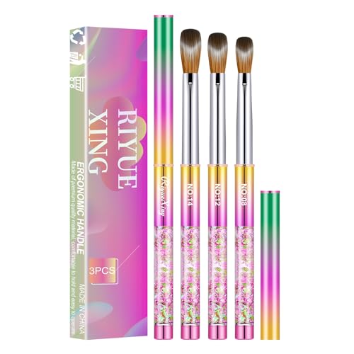 3PCS Kolinsky Nail Art Brush Set for Acrylic Nails - Professional Manicure Tools