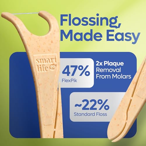 SmartLifeco Eco-Friendly Angled Dental Floss Picks - Mint, 200 Count