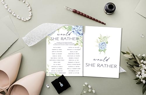 25 Blue Floral Bridal Shower Game Cards - Party Favors & Supplies