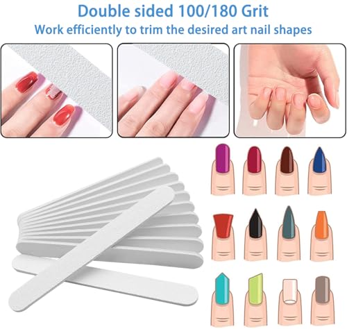Professional White Nail Files - 12 Pack Double-Sided Emery Boards