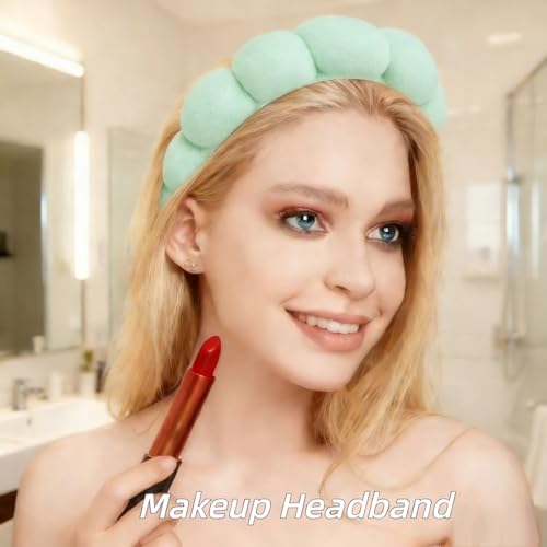 7-Piece Spa Set with Headbands & Wristbands for Women - Green