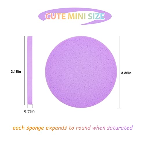 Coldairsoap 120Pcs Compressed Reusable Facial Sponges for Cleansing & Exfoliating - Pink, Yellow, Blue, Purple