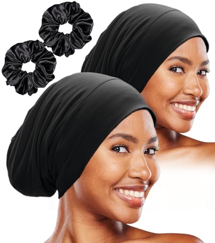 Sleep Cap Bonnet for Sleeping - Adjustable Cooling Lining, 2pcs (Vidsel)