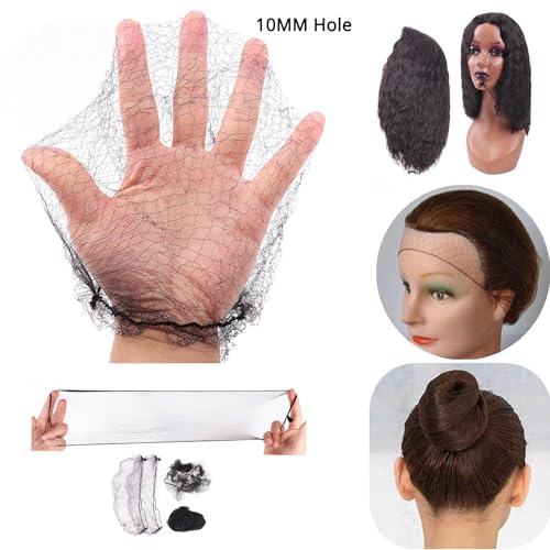 32 Inch Large Black Elastic Hair Nets - 100 Pcs Invisible Mesh