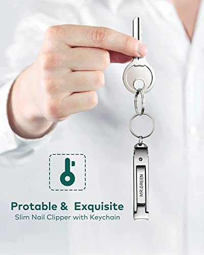 MR.GREEN Portable Nail Clippers - Medical Grade Stainless Steel, Ultra Slim Travel Design (1 Count)