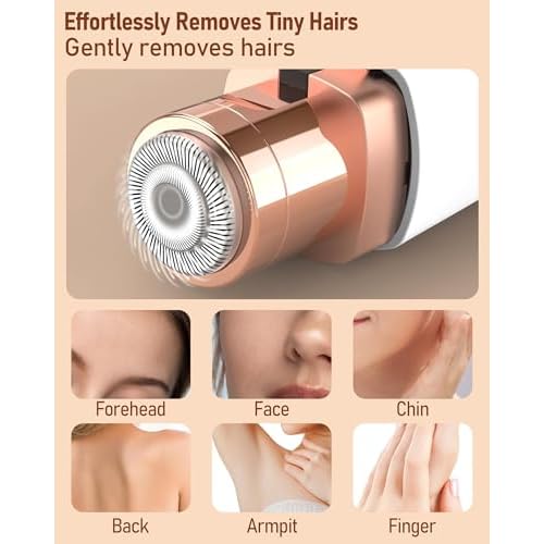 Eyebrow Trimmer & Facial Hair Removal for Women: 2-in-1 Rechargeable Face Shaver with LED Light, Painless Electric Razor for Eyebrows, Upper Lip, Chin & Peach Fuzz, Portable Hair Removal Device