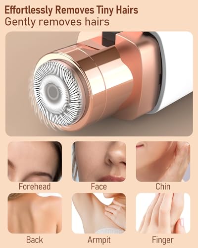 Rose Gold Eyebrow Trimmer & Facial Hair Removal for Women - 2 in 1 Rechargeable Electric Razor with LED Light