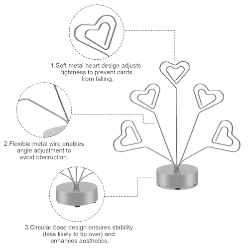 Heart-Shaped Photo Tree Holder with Round Base - 5 Branch Display Stand