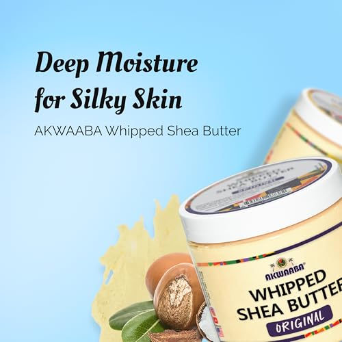 AKWAABA Whipped Shea Butter – Fragrance-Free Moisturizer for Skin & Hair, 12 oz