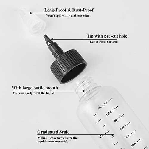 BESARME 4Oz Hair Oil Applicator Bottles - 2 Pack, Leak-Proof