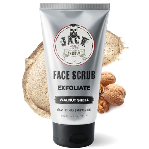 Jack the Barber Men's Face Scrub with Walnut Shell Exfoliator, 5.1 fl oz