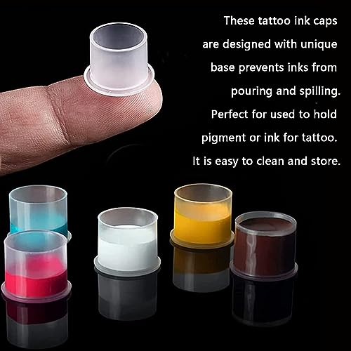 Urknall 300pcs Disposable Tattoo Ink Caps with Bases - Mixed Sizes