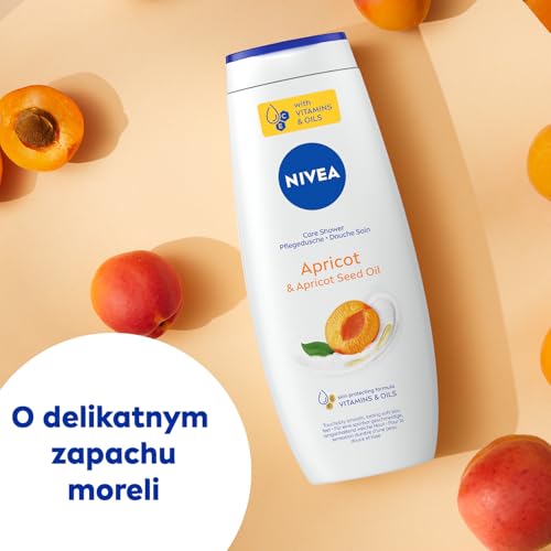 NIVEA Apricot Nourishing Shower Gel 500ml - Hydrating Daily Cleanser with Vitamins C & E