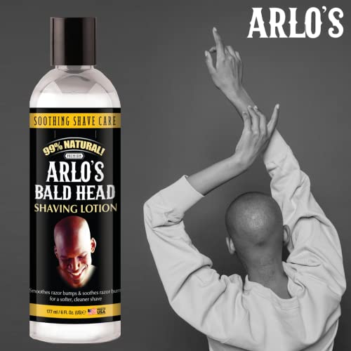 Arlo's Bald Head Shaving Lotion 6 oz - Natural, Irritation-Free Razor Glide
