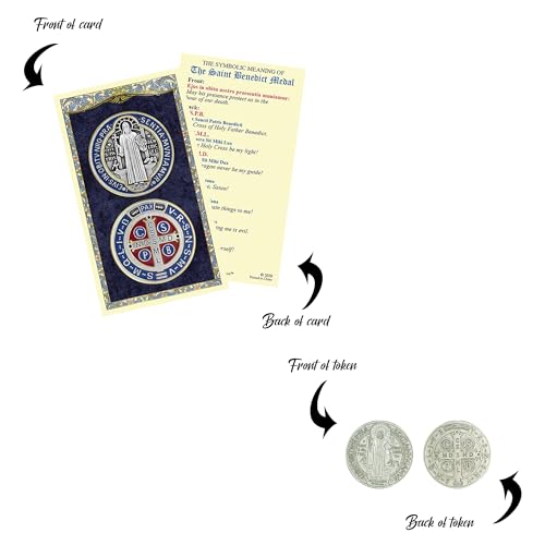 Saint Benedict Holy Card & Medal Set - Laminated Catholic Prayer Token