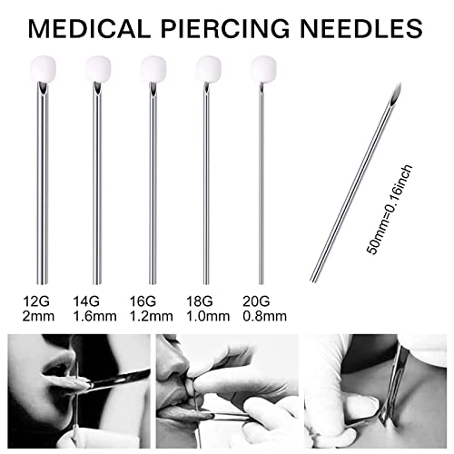 Lyuxzad 50Pcs Mixed Ear Nose Piercing Catheters - 12G to 20G