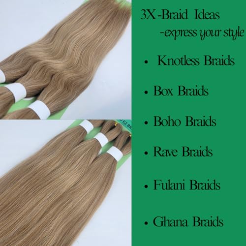 Ash Brown Blonde Braiding Hair 26 Inch Pre-Stretched for Box Braids