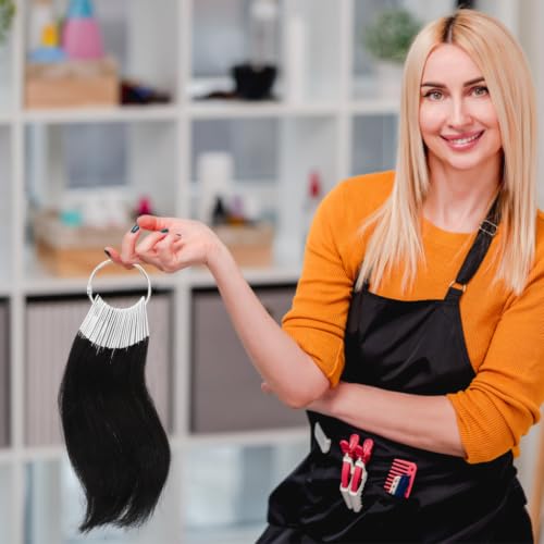 30-Piece Hair Color Ring with Real Human Hair Samples for Salon Use