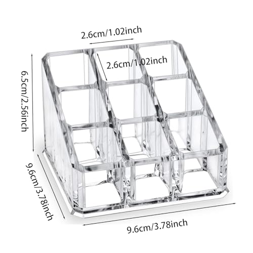 Acrylic Lipstick Organizer with 9 Slots - Durable Makeup Display Holder