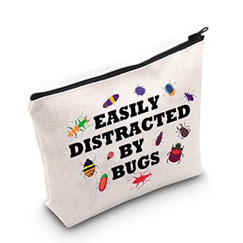 Easily Distracted By Bugs White Cosmetic Bag - G2TUP Bug Lover Gift
