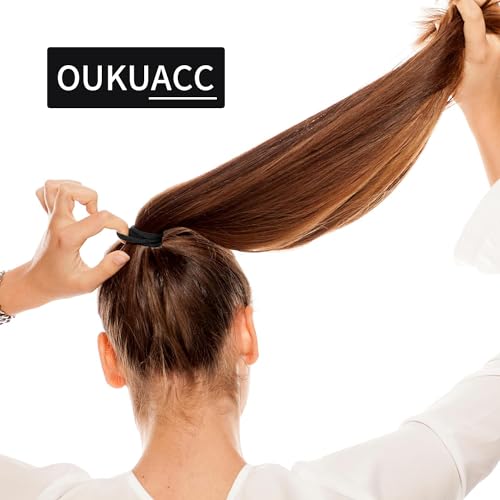 OUKUACC QFQ-114 Black Hair Ties - 120 Pack, 2 Inch Elastic Ponytail Holders, No Damage, Ouchless Hair Elastics for Women & Men